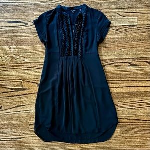 Ted Baker flirty detailed black organza dress with shirt dress details